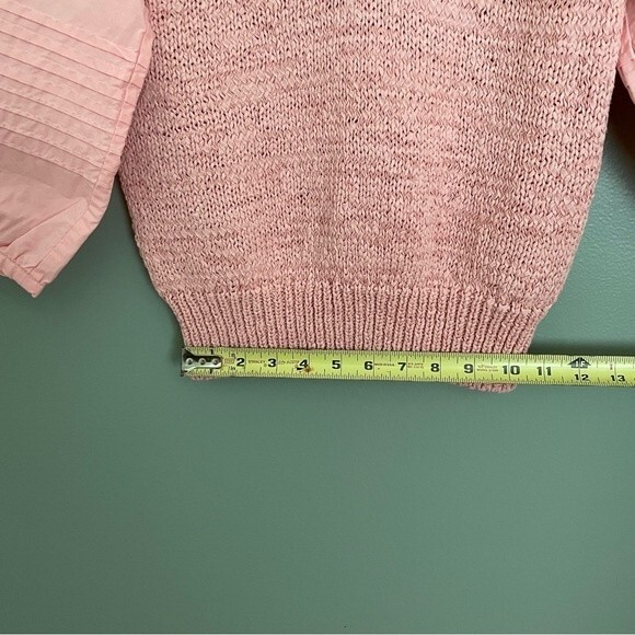 la vie rebecca taylor poplin blouse babydoll top peach pink knit v-neck preppy - Picture 14 of 14